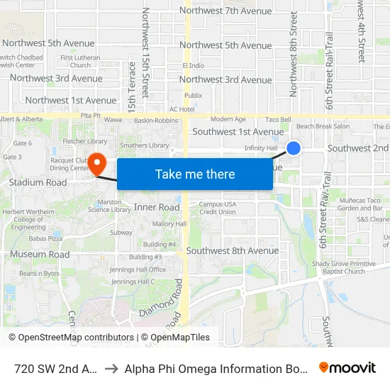 720 SW 2nd Ave to Alpha Phi Omega Information Booth map