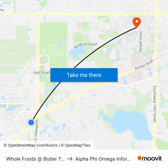 Whole Foods @ Butler Town Center to Alpha Phi Omega Information Booth map