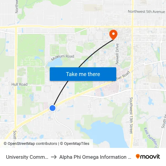 University Commons to Alpha Phi Omega Information Booth map