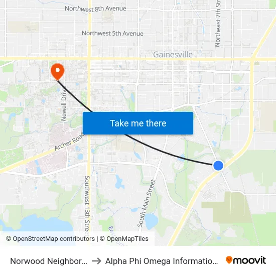 Norwood Neighborhood to Alpha Phi Omega Information Booth map