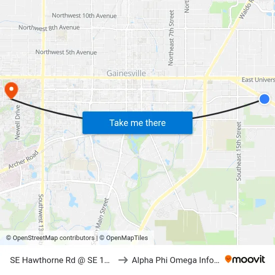 SE Hawthorne Rd @ SE 18th St Eastbound to Alpha Phi Omega Information Booth map