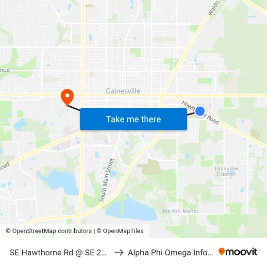 SE Hawthorne Rd @ SE 21st St Eastbound to Alpha Phi Omega Information Booth map