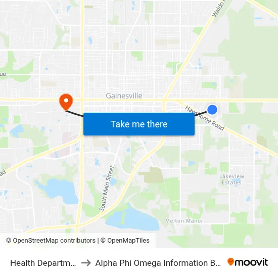 Health Department to Alpha Phi Omega Information Booth map