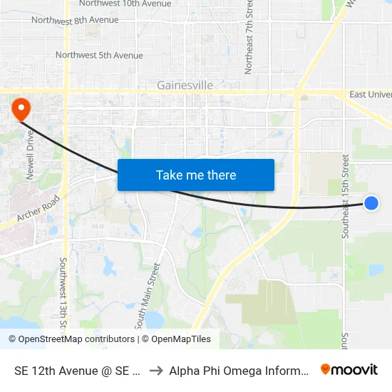 SE 12th Avenue @ SE 17th Drive to Alpha Phi Omega Information Booth map