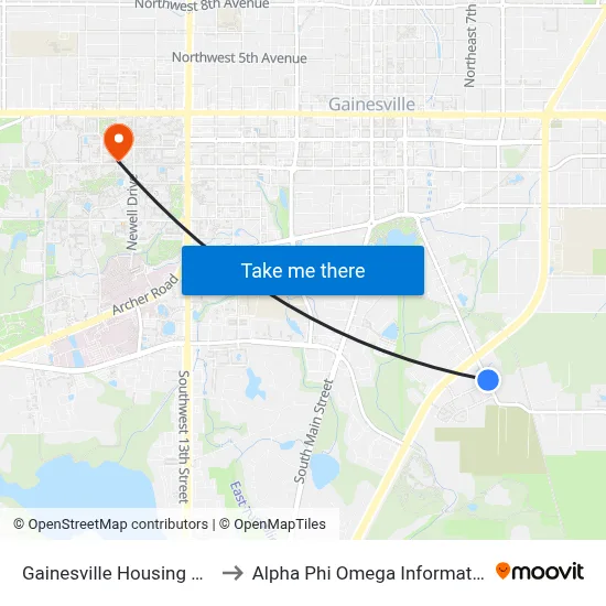 Gainesville Housing Authority to Alpha Phi Omega Information Booth map