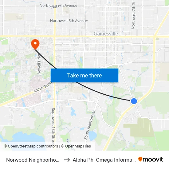 Norwood Neighborhood (North) to Alpha Phi Omega Information Booth map