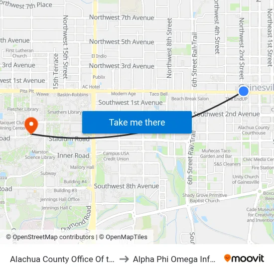 Alachua County Office Of the State Attorney to Alpha Phi Omega Information Booth map