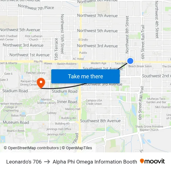 Leonardo's 706 to Alpha Phi Omega Information Booth map