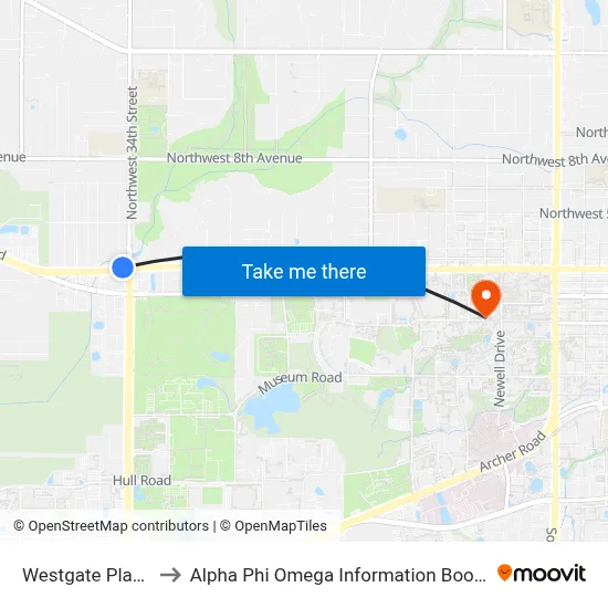 Westgate Plaza to Alpha Phi Omega Information Booth map