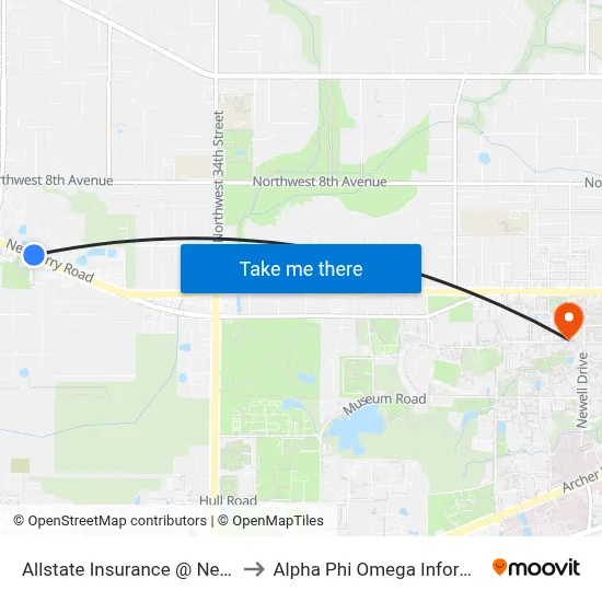 Allstate Insurance @ Newberry Road to Alpha Phi Omega Information Booth map