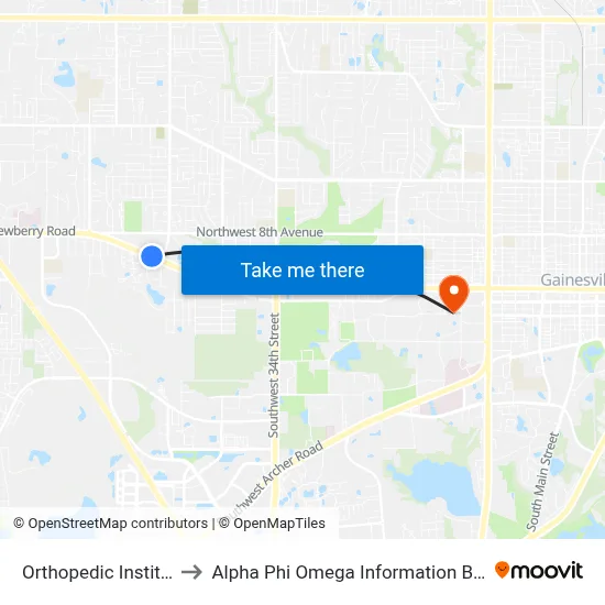 Orthopedic Institute to Alpha Phi Omega Information Booth map