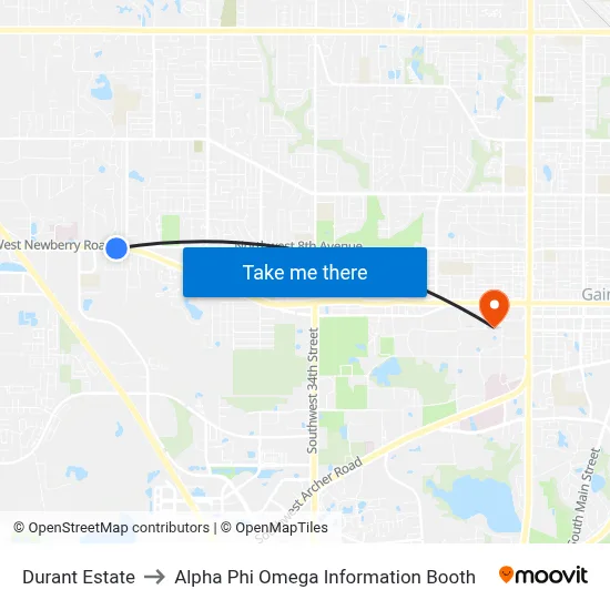Durant Estate to Alpha Phi Omega Information Booth map