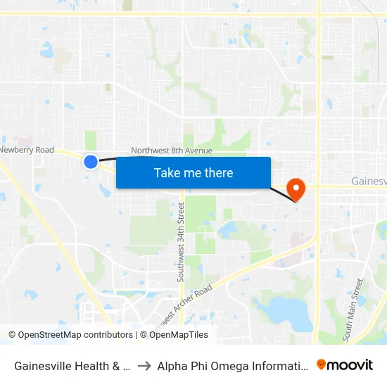 Gainesville Health & Fitness to Alpha Phi Omega Information Booth map