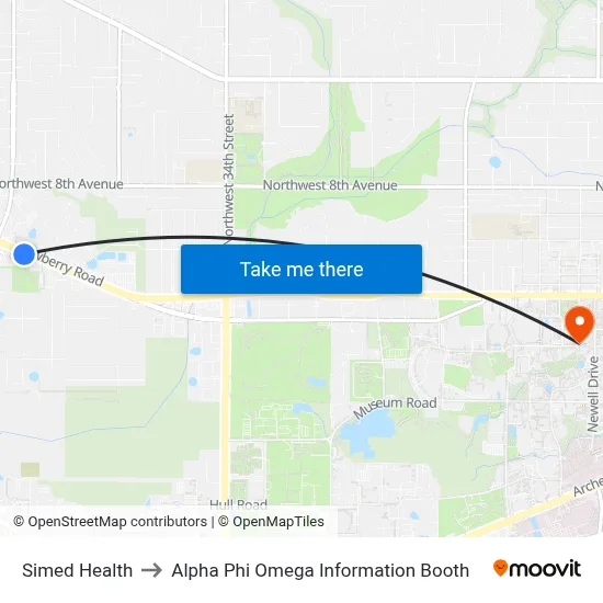 Simed Health to Alpha Phi Omega Information Booth map