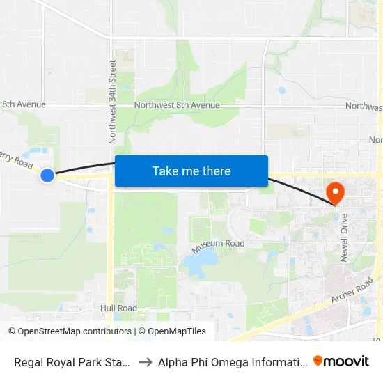 Regal Royal Park Stadium 16 to Alpha Phi Omega Information Booth map