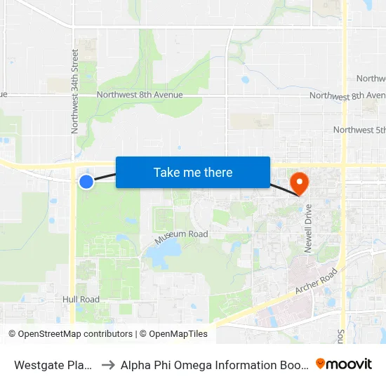 Westgate Plaza to Alpha Phi Omega Information Booth map