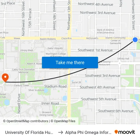 University Of Florida Human Resources to Alpha Phi Omega Information Booth map