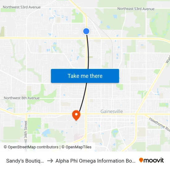 Sandy's Boutique to Alpha Phi Omega Information Booth map
