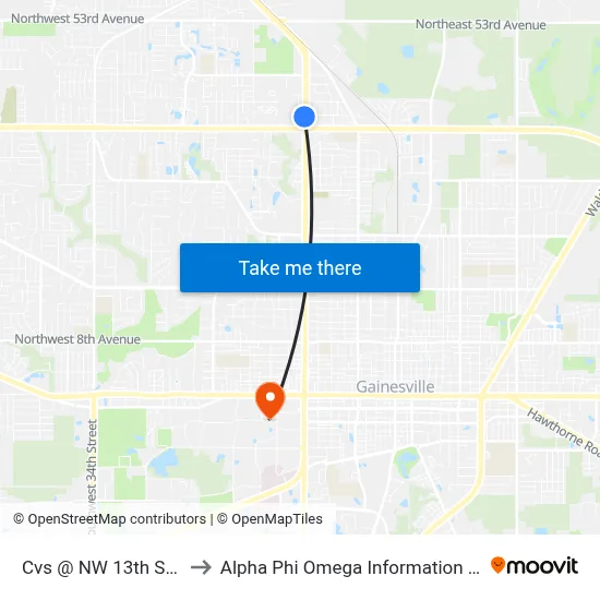 Cvs @ NW 13th Street to Alpha Phi Omega Information Booth map