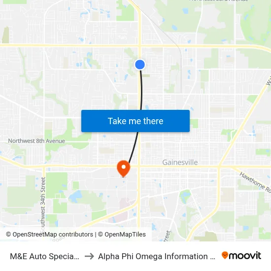 M&E Auto Specialists to Alpha Phi Omega Information Booth map