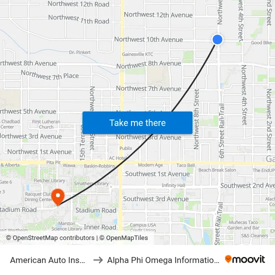 American Auto Insurance to Alpha Phi Omega Information Booth map