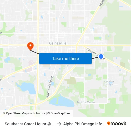 Southeast Gator Liquor @ Hawthorne Road to Alpha Phi Omega Information Booth map