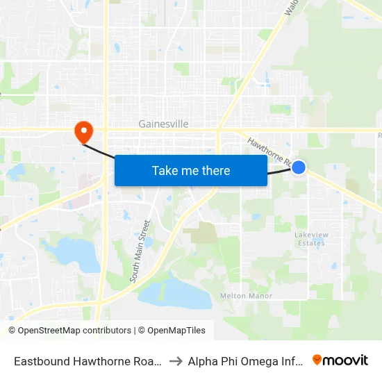 Eastbound Hawthorne Road @ SE 26th Street to Alpha Phi Omega Information Booth map