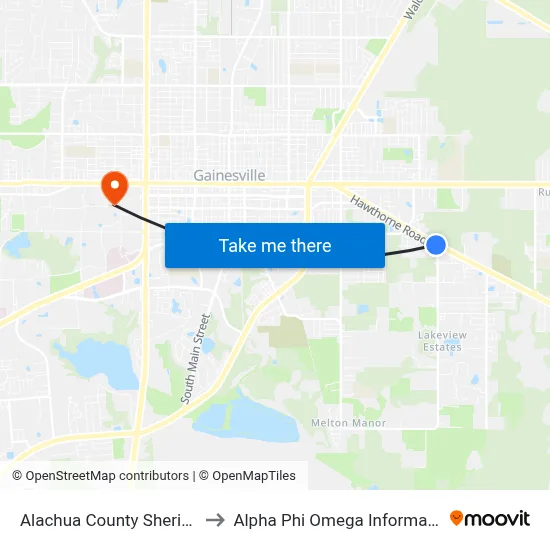 Alachua County Sheriff's Office to Alpha Phi Omega Information Booth map