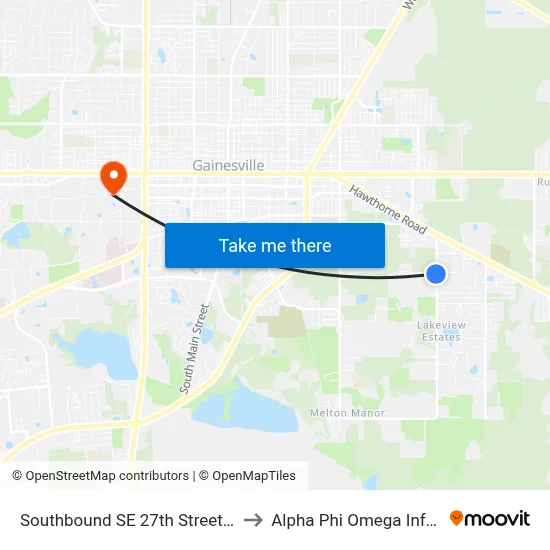 Southbound SE 27th Street @ SE 15th Avenue to Alpha Phi Omega Information Booth map