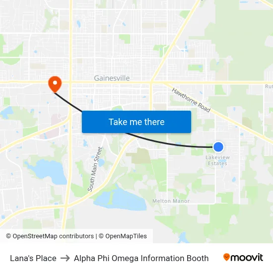 Lana's Place to Alpha Phi Omega Information Booth map