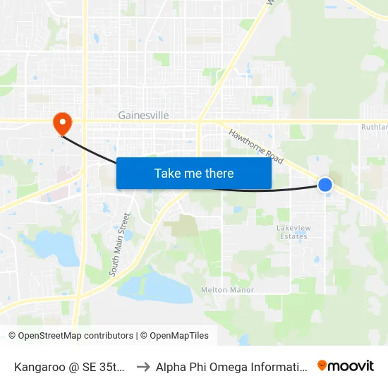 Kangaroo @ SE 35th Street to Alpha Phi Omega Information Booth map