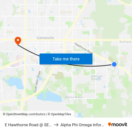 E Hawthorne Road @ SE 39th Terrace to Alpha Phi Omega Information Booth map