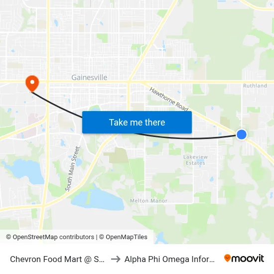 Chevron Food Mart @ SE 43rd Street to Alpha Phi Omega Information Booth map