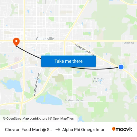 Chevron Food Mart @ SE 43rd Street to Alpha Phi Omega Information Booth map