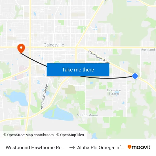 Westbound Hawthorne Road @ SE 39th Street to Alpha Phi Omega Information Booth map