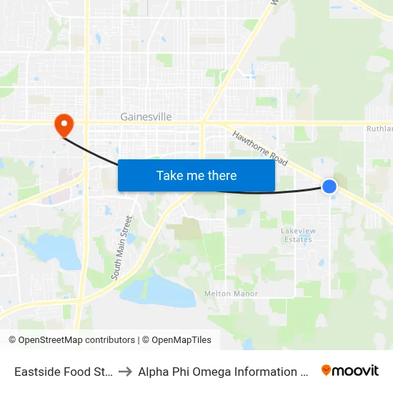 Eastside Food Store to Alpha Phi Omega Information Booth map
