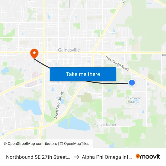 Northbound SE 27th Street @ SE 15th Avenue to Alpha Phi Omega Information Booth map
