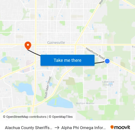 Alachua County Sheriffs Department to Alpha Phi Omega Information Booth map