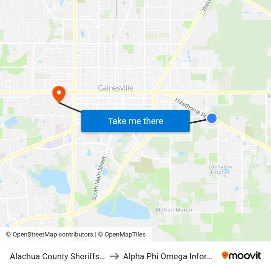 Alachua County Sheriffs Department to Alpha Phi Omega Information Booth map