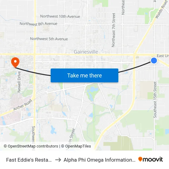 Fast Eddie's Restaurant to Alpha Phi Omega Information Booth map