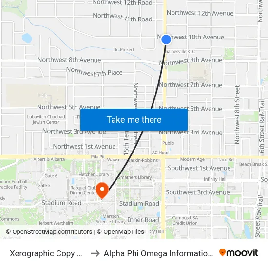 Xerographic Copy Center to Alpha Phi Omega Information Booth map