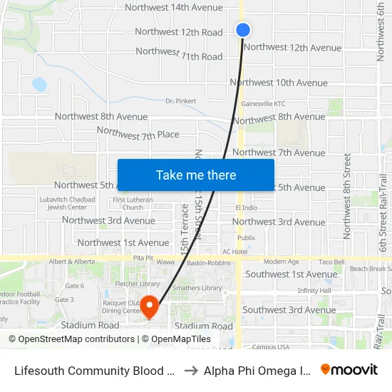 Lifesouth Community Blood Center @ NW 13th Street to Alpha Phi Omega Information Booth map