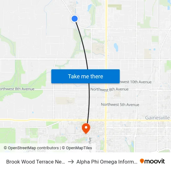 Brook Wood Terrace Neighborhood to Alpha Phi Omega Information Booth map