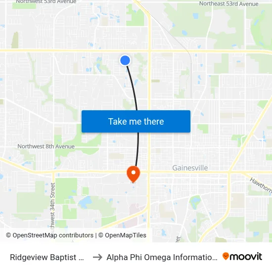 Ridgeview Baptist Church to Alpha Phi Omega Information Booth map