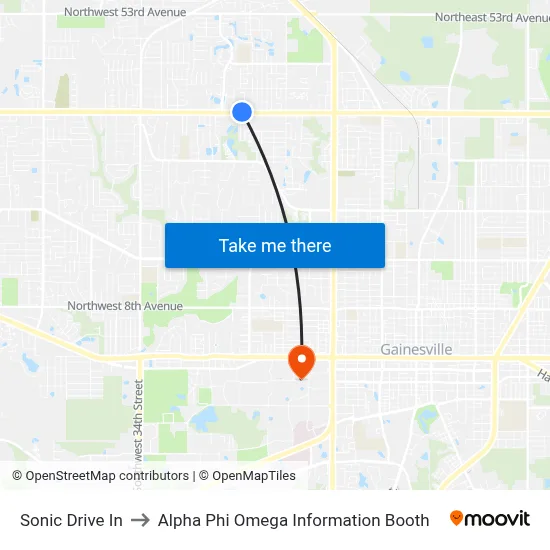 Sonic Drive In to Alpha Phi Omega Information Booth map