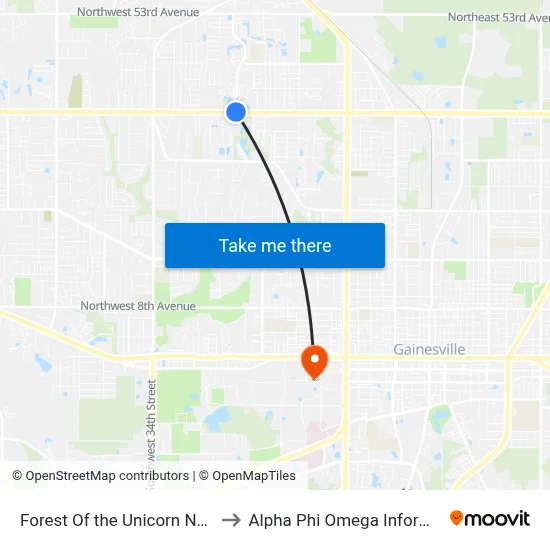 Forest Of the Unicorn Neighborhood to Alpha Phi Omega Information Booth map