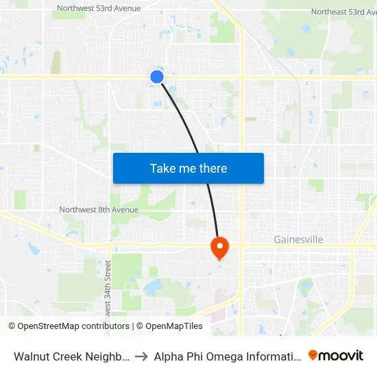 Walnut Creek Neighborhood to Alpha Phi Omega Information Booth map