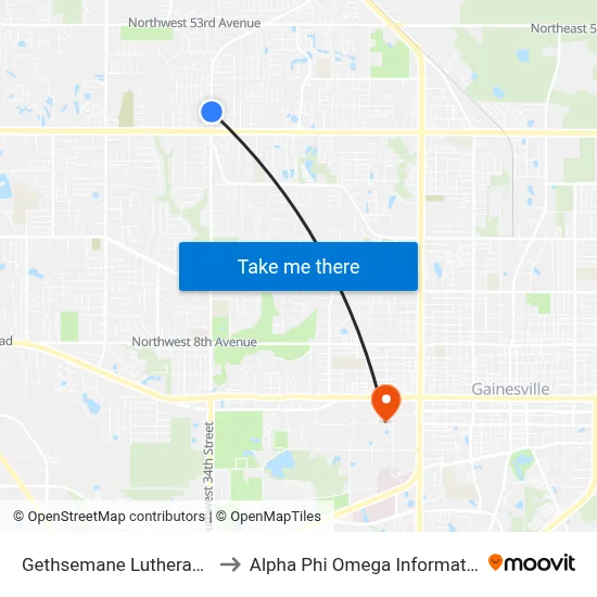Gethsemane Lutheran Church to Alpha Phi Omega Information Booth map
