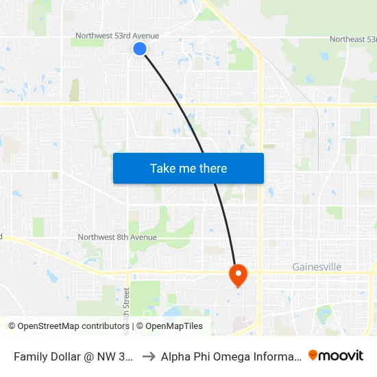 Family Dollar @ NW 34th Street to Alpha Phi Omega Information Booth map