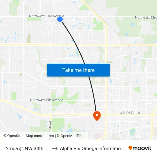 Ymca @ NW 34th Street to Alpha Phi Omega Information Booth map